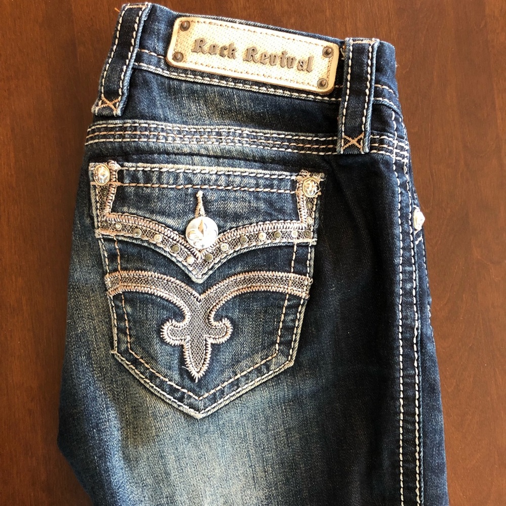Rock Revival distressed boot cut jeans